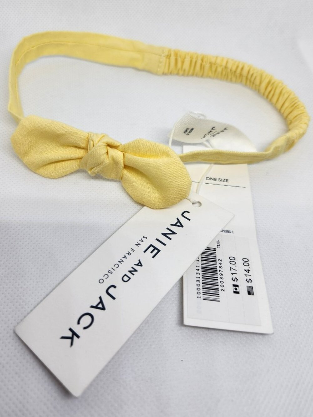 NEW Janie and Jack NWT Layette baby girl bow headband yellow cotton spring